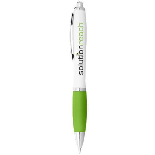 Nash ballpoint pen with white barrel and coloured grip (black ink)