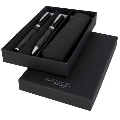 Carbon duo pen gift set with pouch (black ink)
