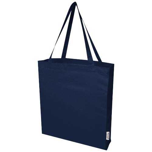 Madras 140 g/m² GRS recycled cotton gusset tote bag 12L