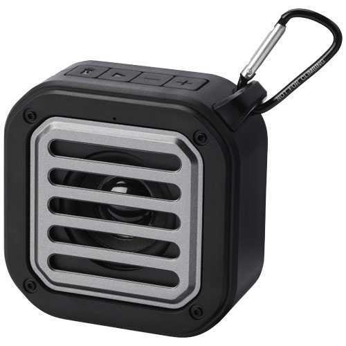 Solo 3W IPX5 RCS recycled plastic solar Bluetooth speaker with carabiner 