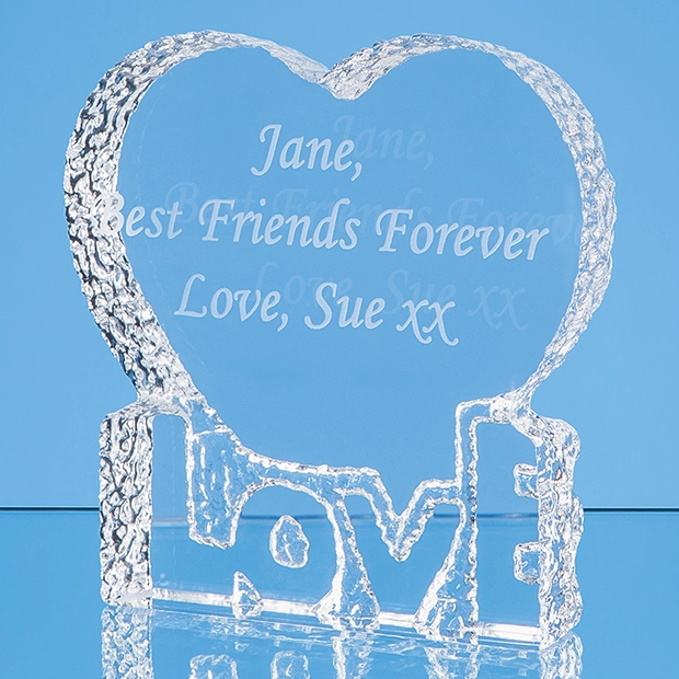 10cm Optical Crystal Love Heart Paperweight