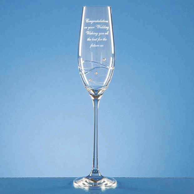 Single Diamante Champagne Flute with Spiral Design Cutting