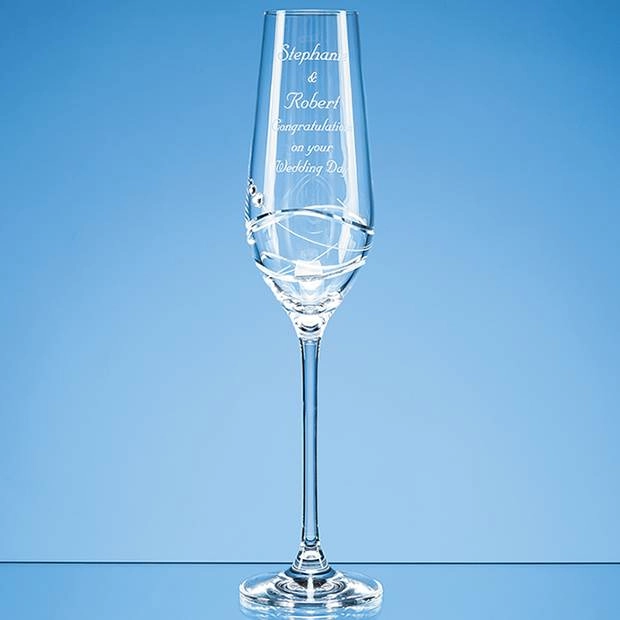 Single Diamante Champagne Flute with Modena Spiral Cutting