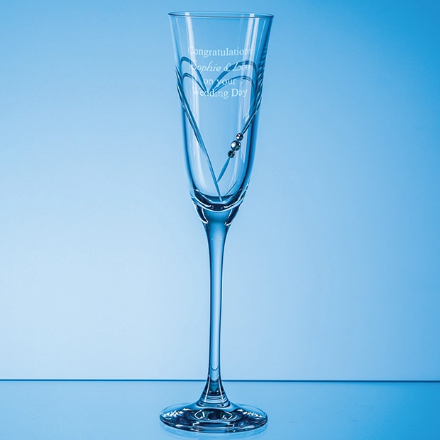 160ml Beloved Heart Diamante Champagne Flute