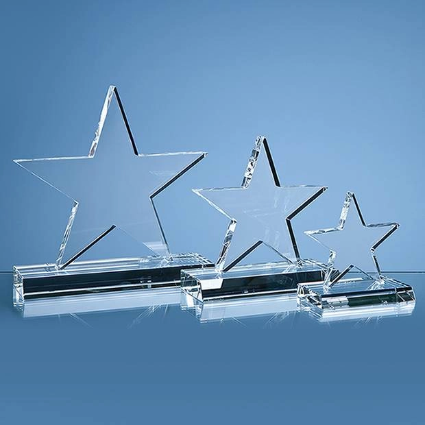 16cm Optical Crystal 5 Pointed Star on Base Award
