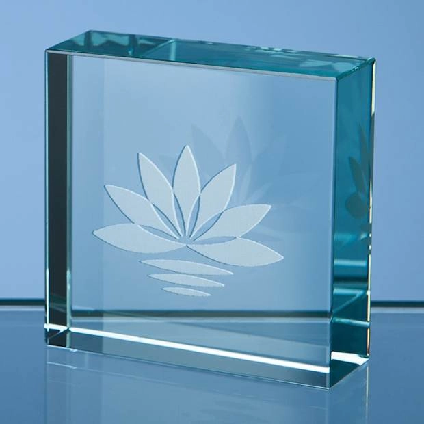 5cm Jade Glass Square Paperweight