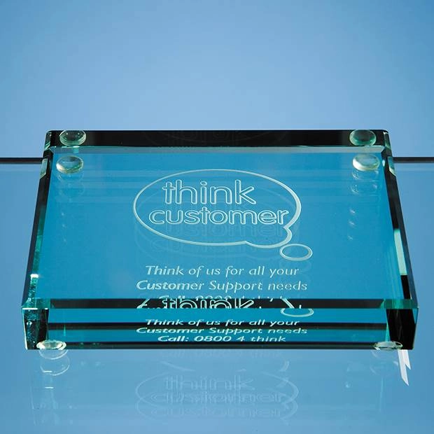 10cm Jade Glass Rectangle Paperweight