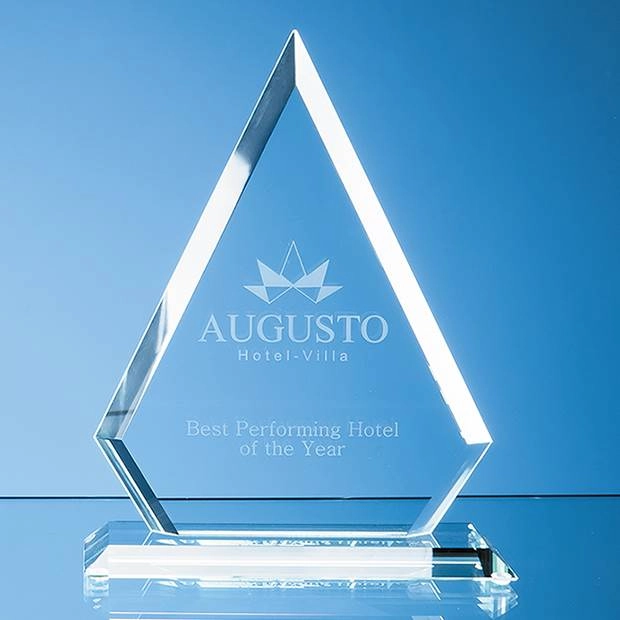 22cm x 17cm x 12mm Jade Glass Bevelled Edge Diamond Award
