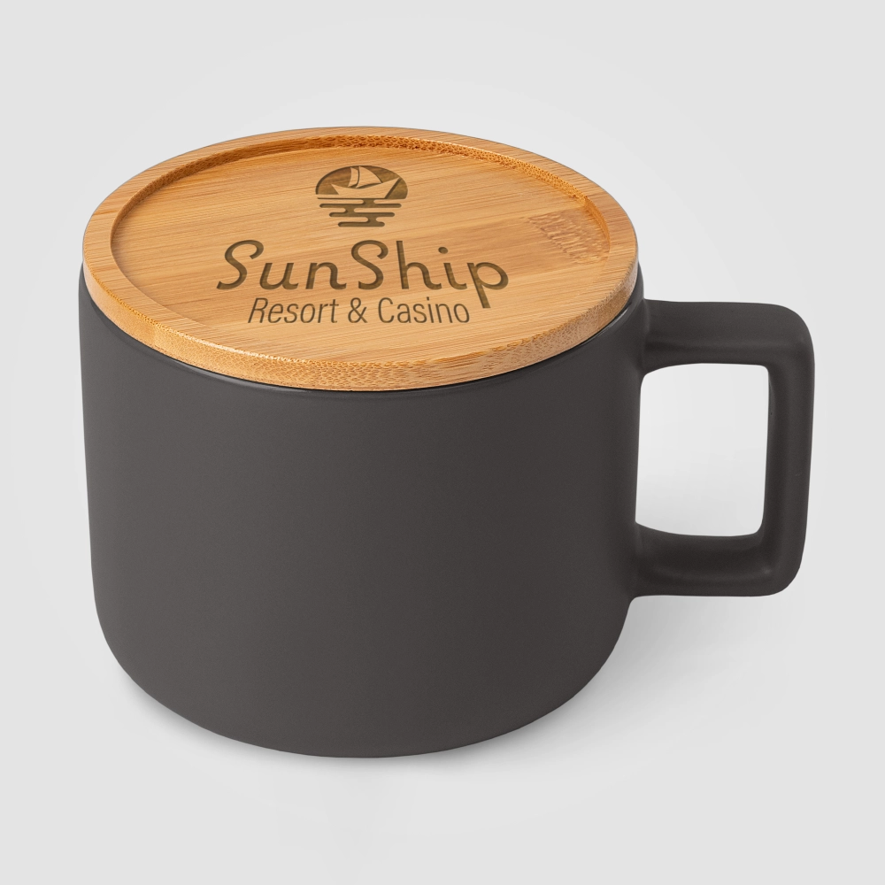 Café Virtuoso -  355 ml Ceramic Mug with Bamboo Lid