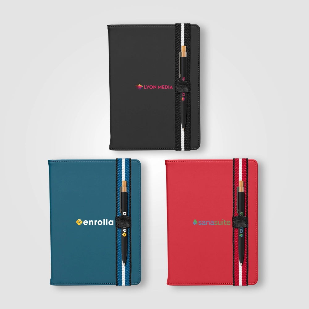 Newport Recycled Chevron Refillable Journal Pen Set - A5