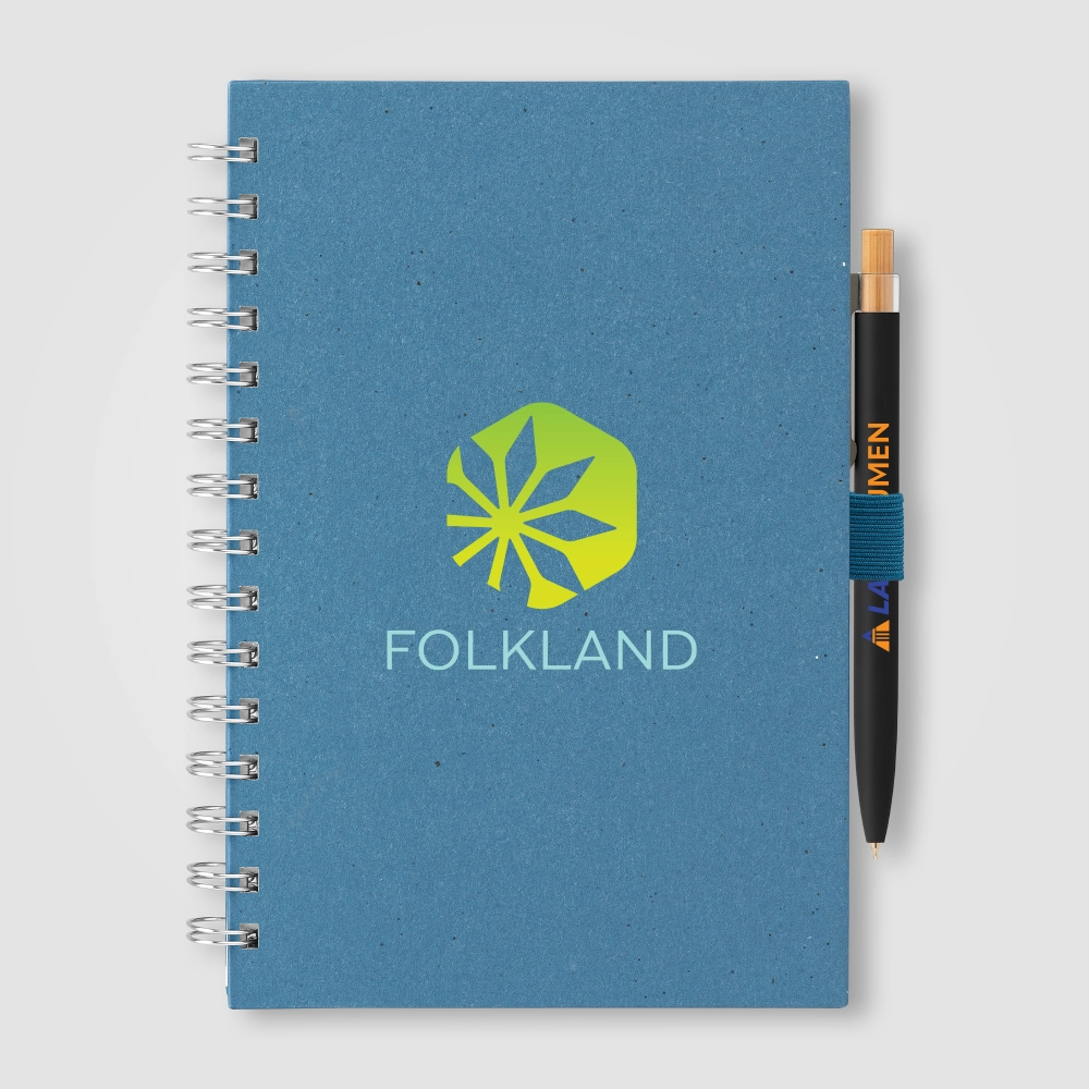 Terra Recycled Milk Carton Hard Cover Spiral A5 Notebook & Reborn Pen Set