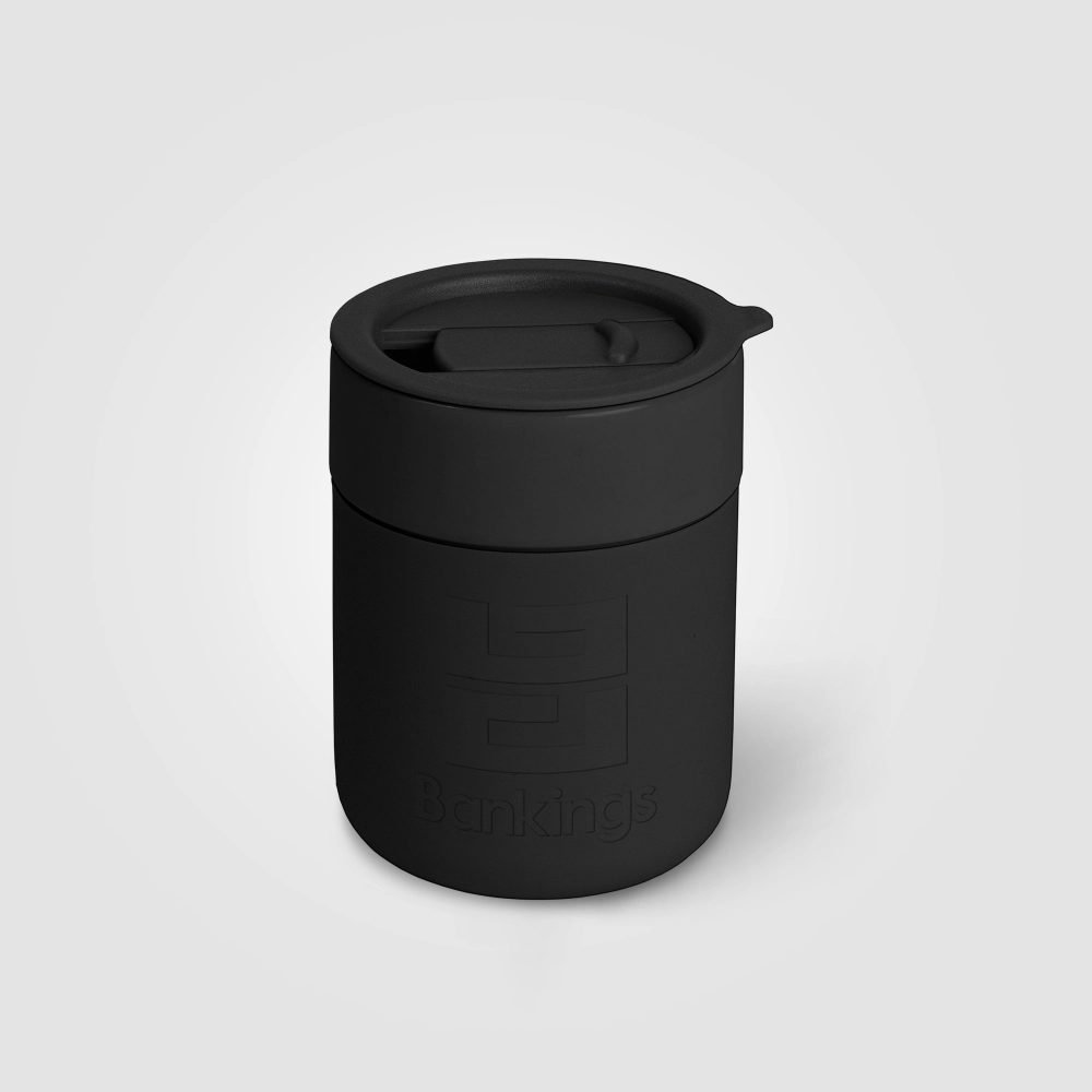 Obsidian - 295 ml Matte Ceramic and Silicone Mug w/Lid