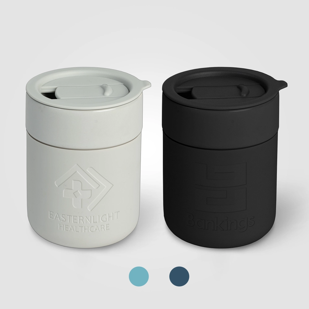 Obsidian - 295 ml Matte Ceramic and Silicone Mug w/Lid