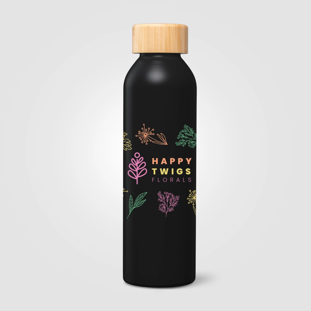Eden Recycled Stainless Steel Bamboo Lid Water Bottle - 590 ml