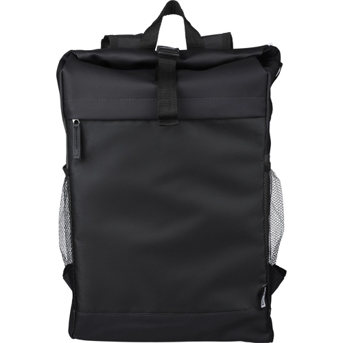 RPET polyester roll-top backpack.