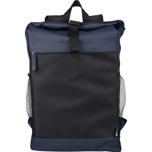 RPET polyester roll-top backpack.