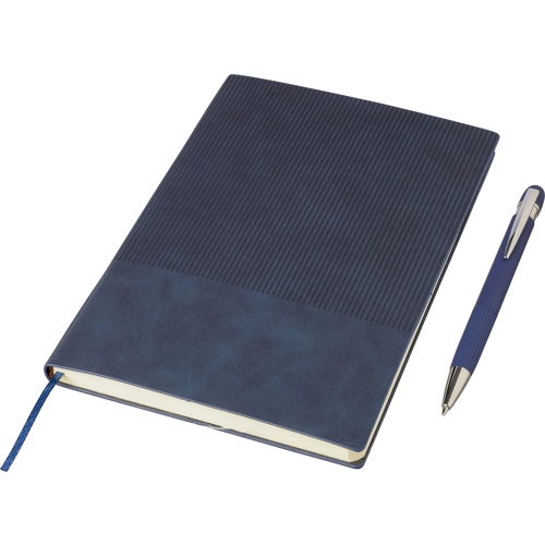 Recycled PU notebook with ballpen gift set (approx. A5)