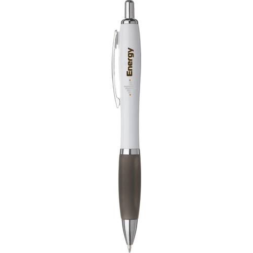 White pen with coloured grip