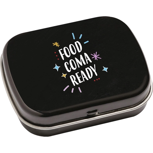 Small flat tin with approx 25g of mints