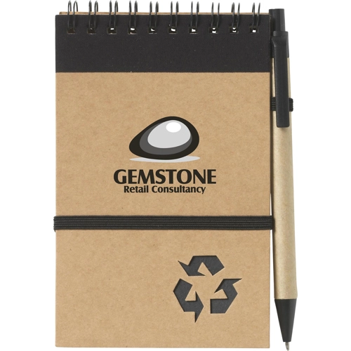 Recycled notebook and pen