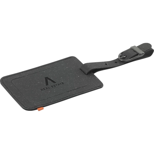 Made recycled leather luggage tag