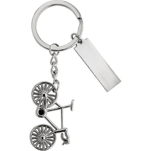 Bike nickel plated keyring