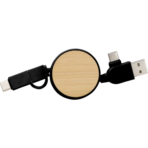 Bamboo extendable charging cable