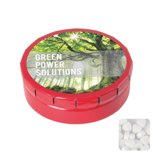 Round click tin with sugar free mints