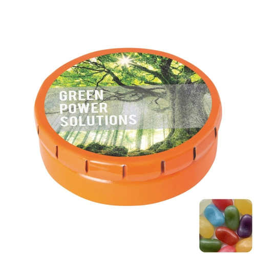 Round click tin with jelly beans