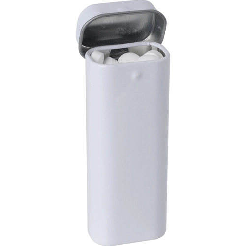 Tall hinged tin with dextrose mints