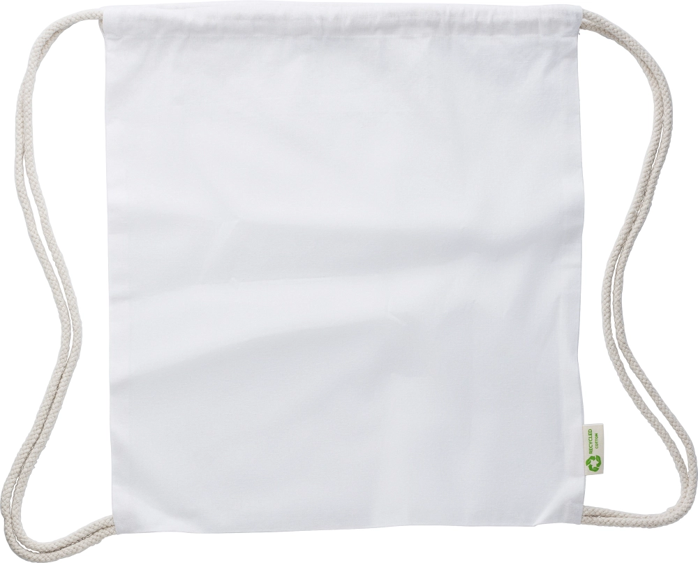 Recycled cotton drawstring bag. (120gsm/3.54oz)