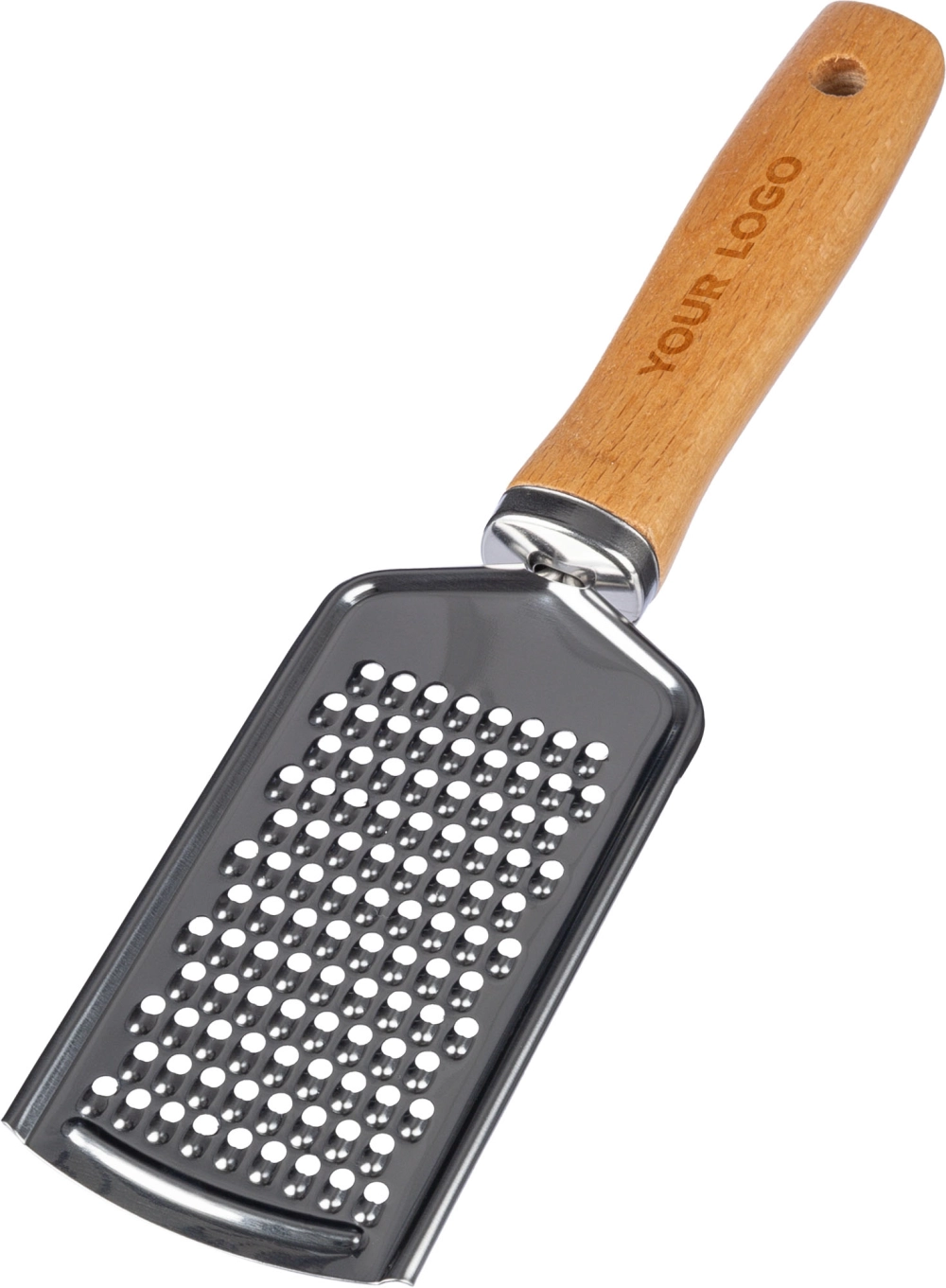 Steel grater with wooden handle
