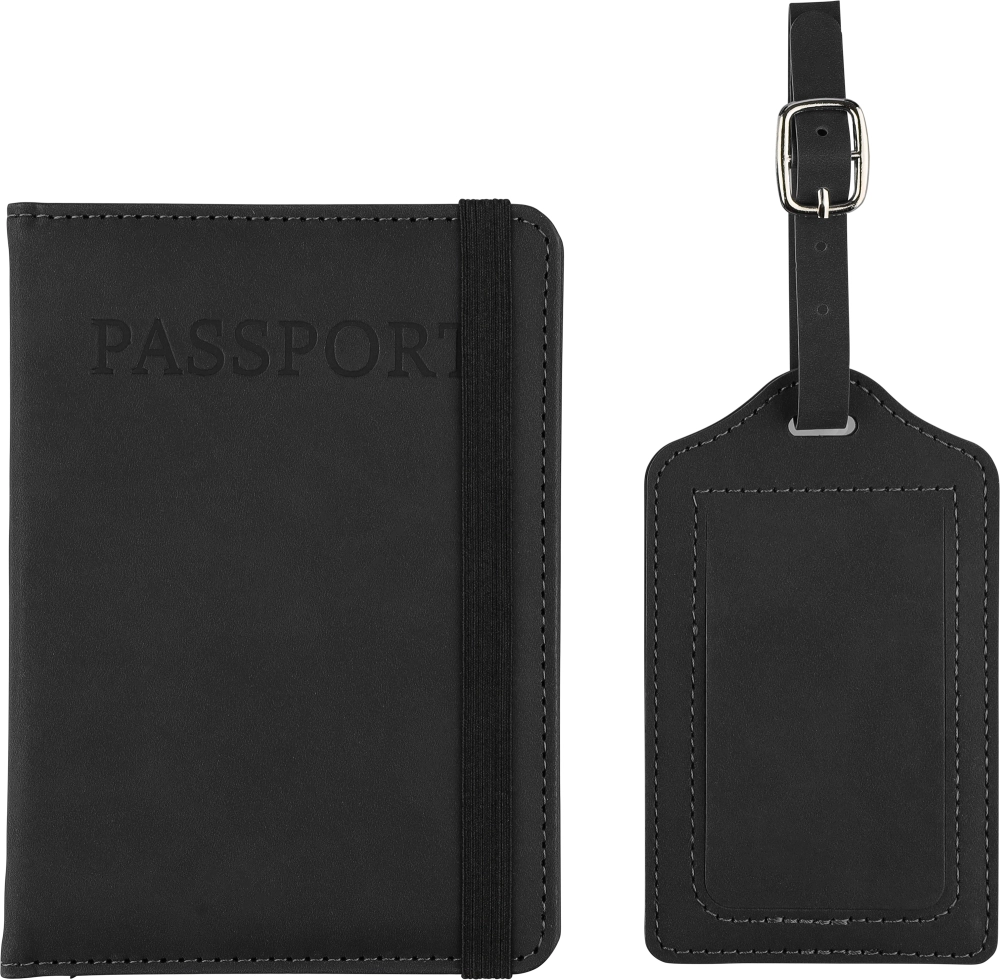 Recycled PU passport holder and luggage tag