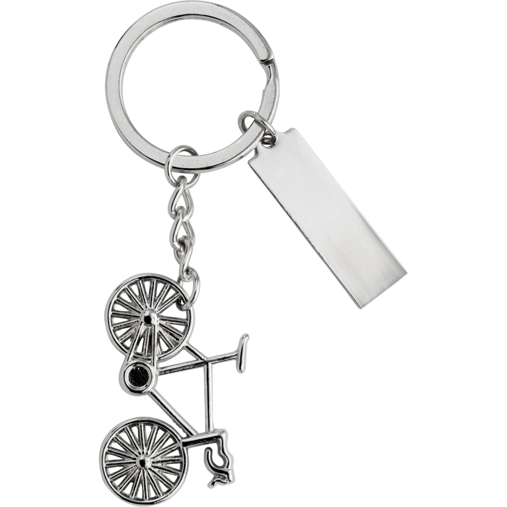 Bike nickel plated keyring