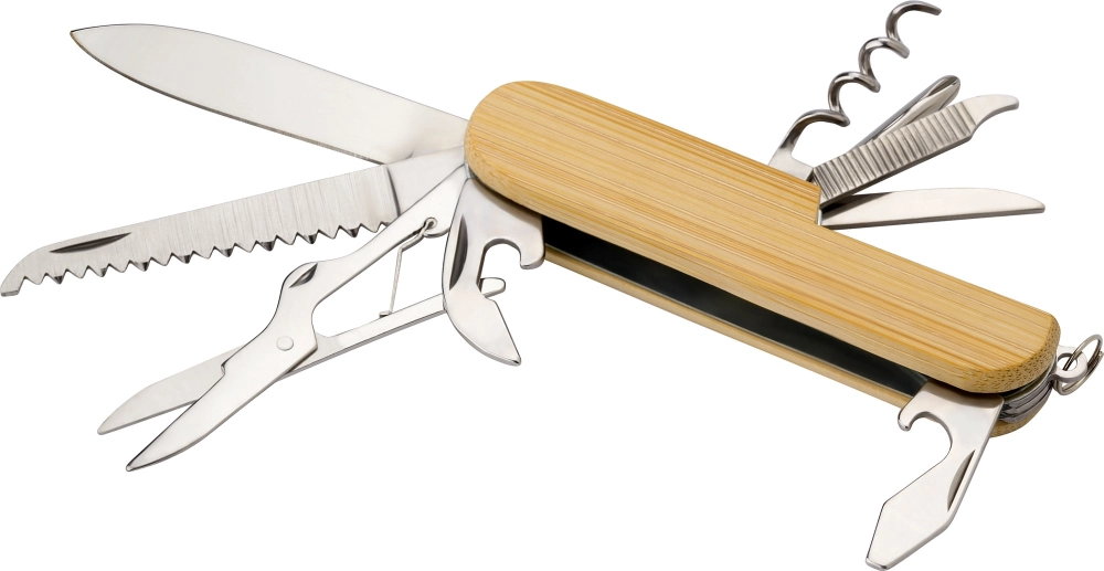 Bamboo pocket knife keyring