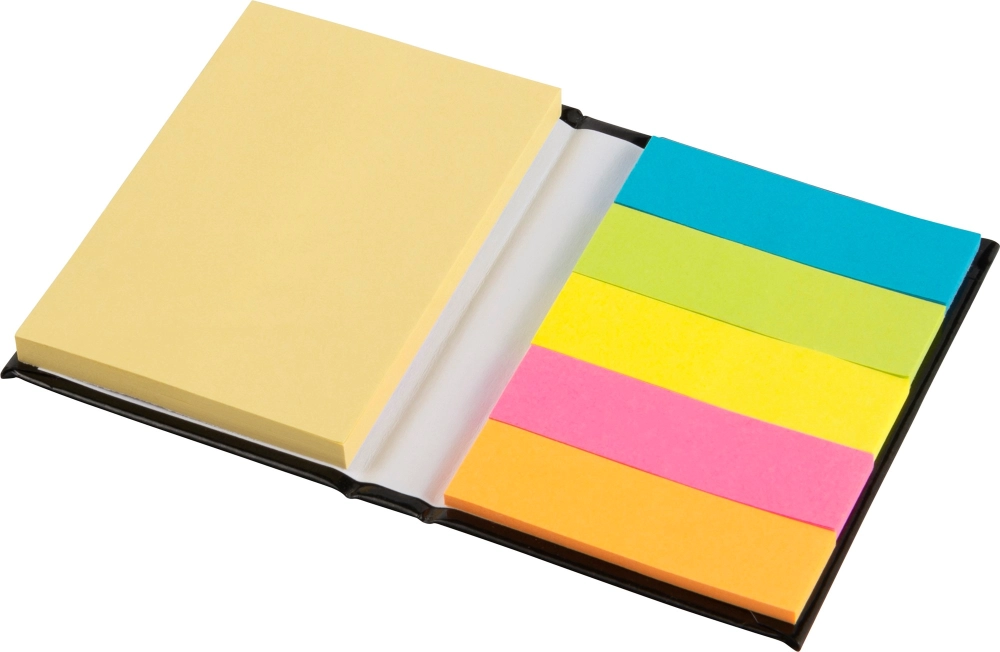 Notebook with sticky notes