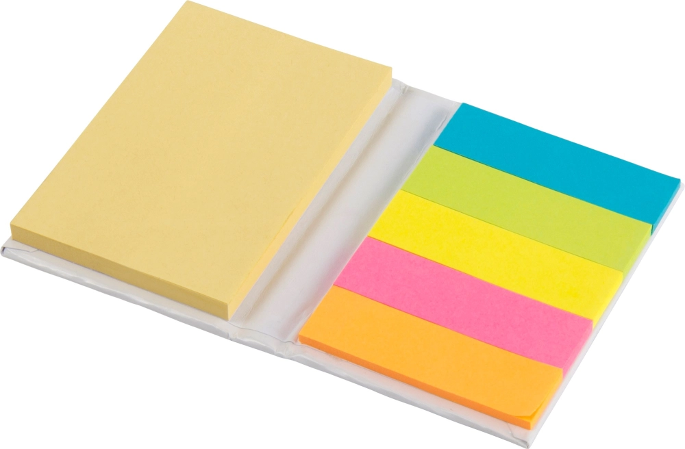 Notebook with sticky notes