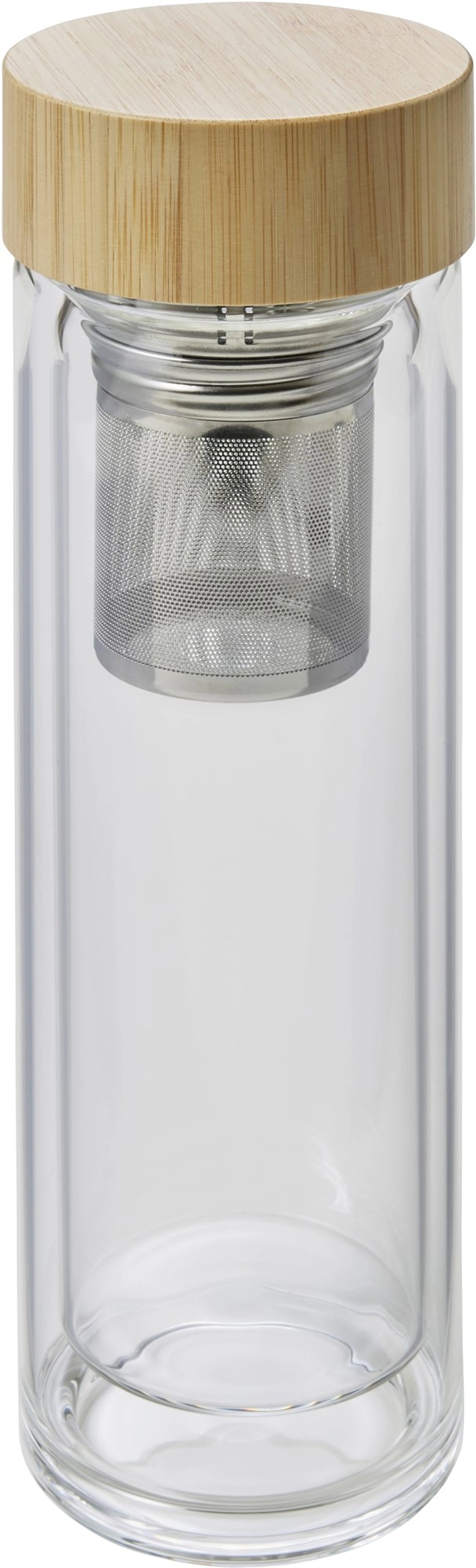 Glass and bamboo bottle with tea infuser (420ml)