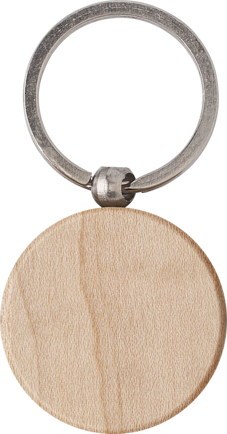Round wooden keyring