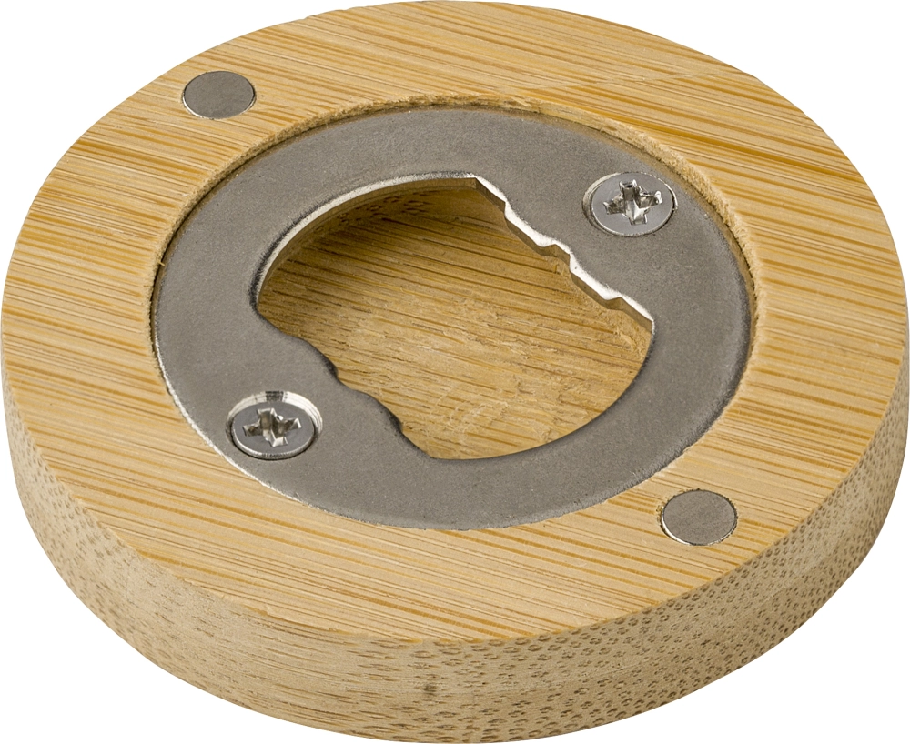 Bamboo magnet with bottle opener