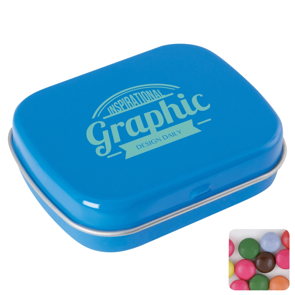 Flat hinged tin with choco's