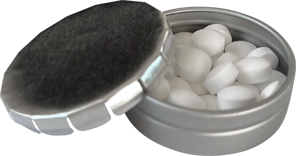 Round click tin with dextrose mints
