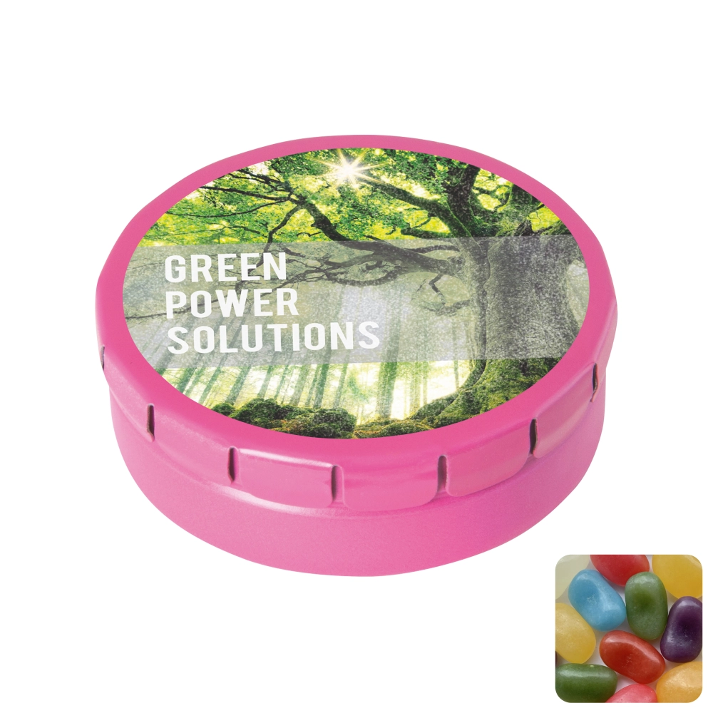 Round click tin with jelly beans