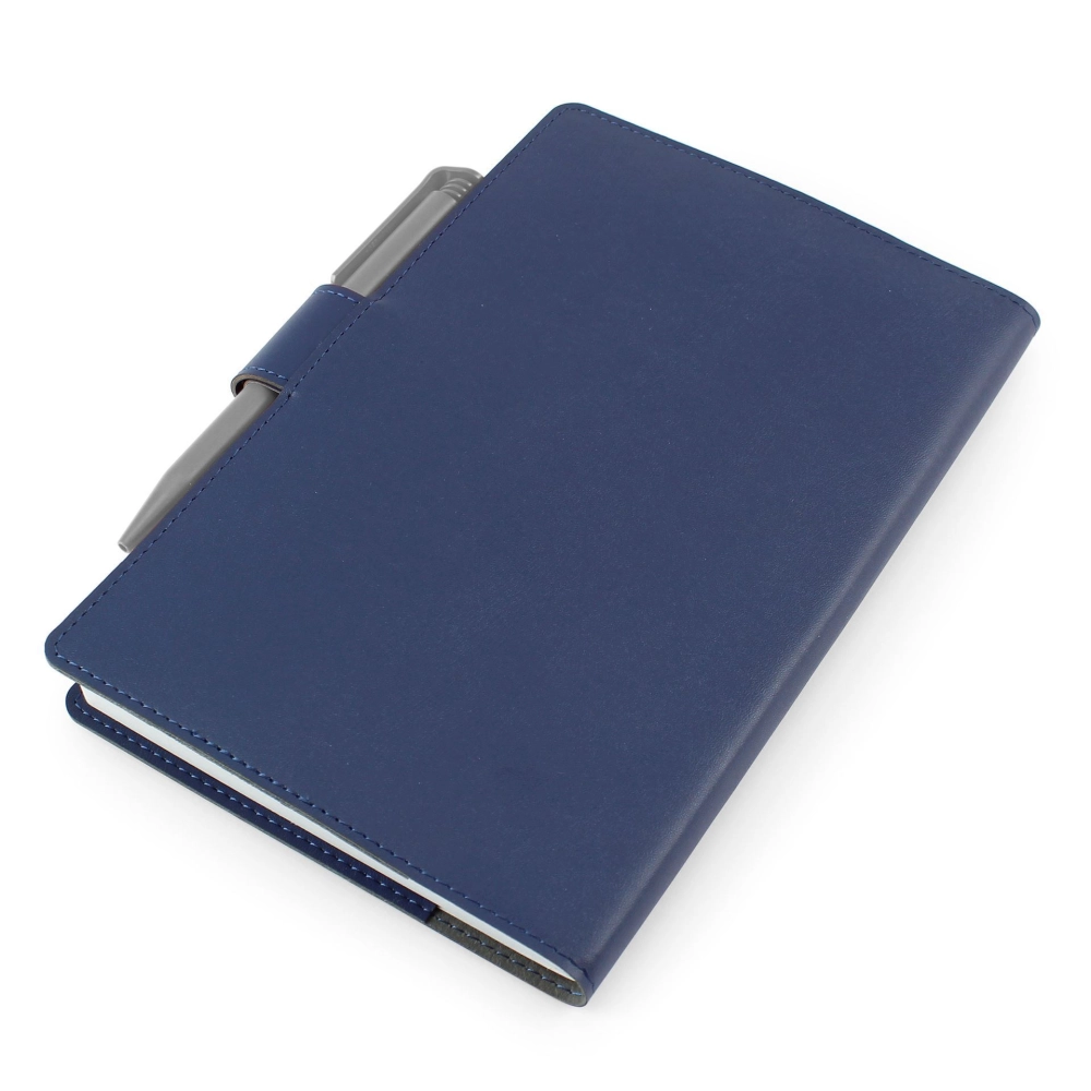 Book Jacket with Strap in Black Porto with replaceable lined inner book.