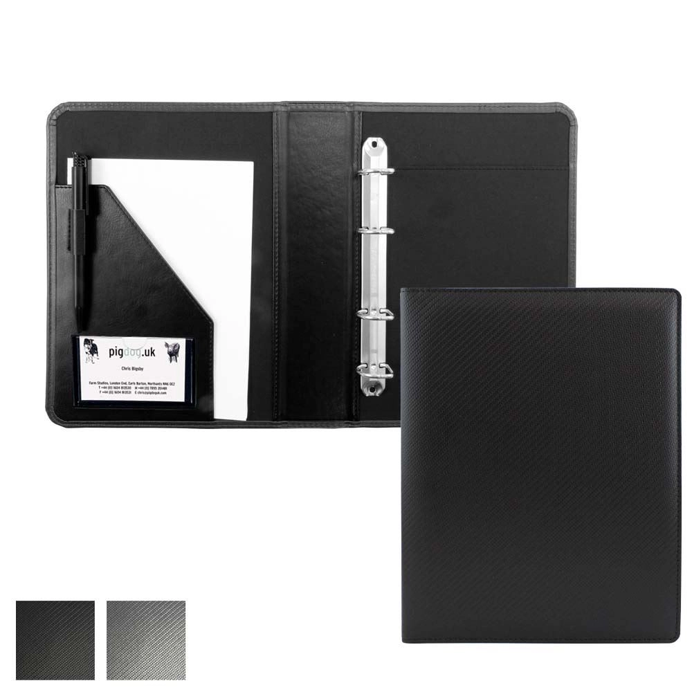 Carbon Fibre Textured PU A5 Ring Binder.