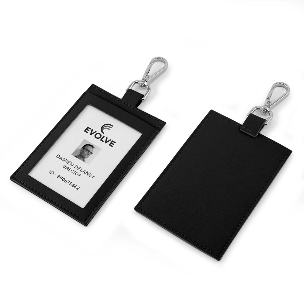 ID Card Holder with trigger clip to attach to a lanyard in Recycled Porto