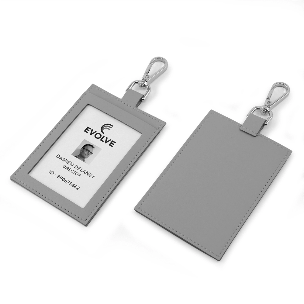 ID Card Holder with trigger clip to attach to a lanyard in Recycled Porto