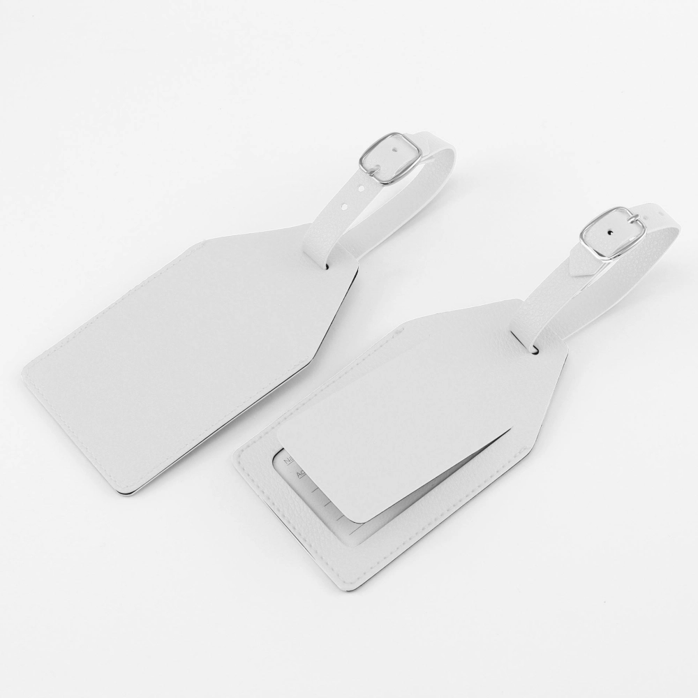 Angled Luggage Tag with security flap in Belluno, a vegan coloured leatherette with a subtle grain.