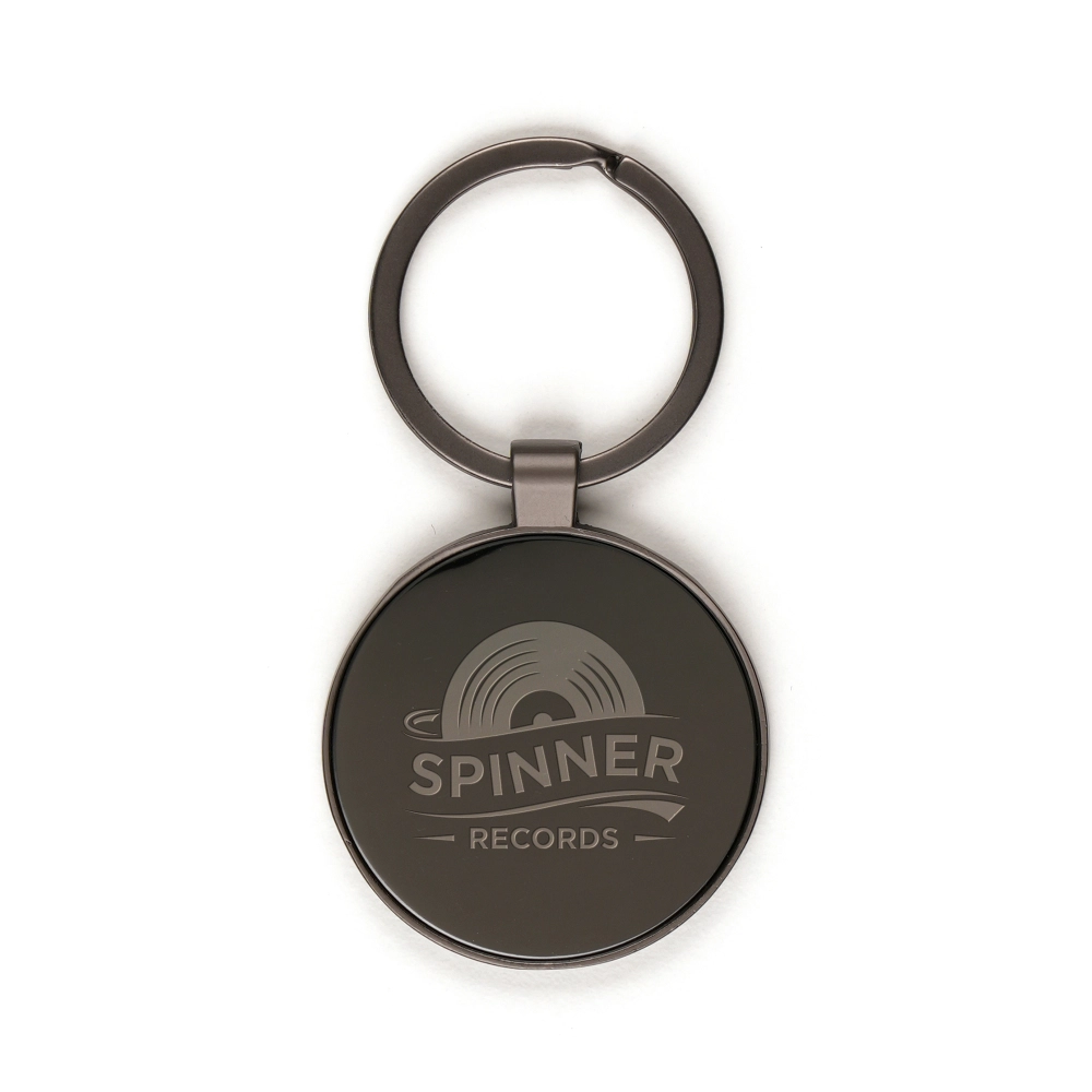 Circular Gun Metal Keyring