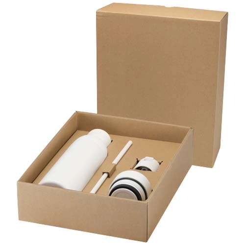 Illuminate 650 ml RCS recycled double wall stainless steel water bottle with 3-piece lid set